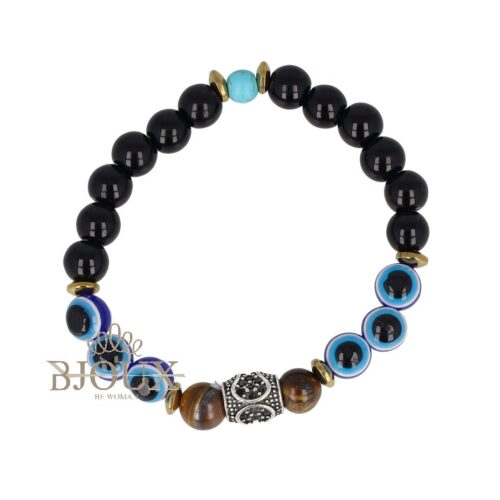 Bracciale uomo elastico con occhi Portafortuna blue
