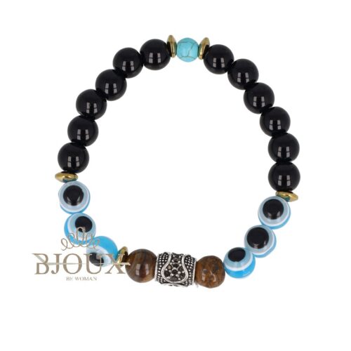 Bracciale uomo elastico con occhi Portafortuna turchese