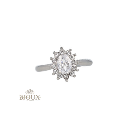 Anello Rodio con Pietra Centrale e Zirconi