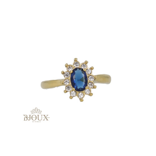 Anello Gold con Pietra Centrale e Zirconi