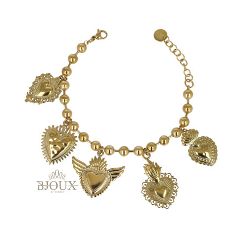 Bracciale Cuori Sacri Pendenti Acciaio