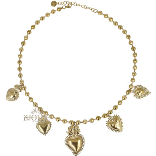 Collana Cuori Sacri Pendenti Acciaio