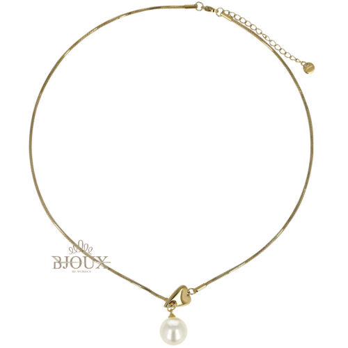 Collana Saliscendi Cuore e Perla Oro