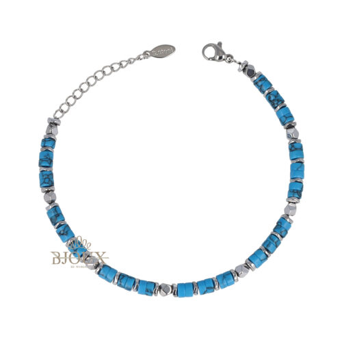 Bracciale uomo acciaio e pietre dure colorate