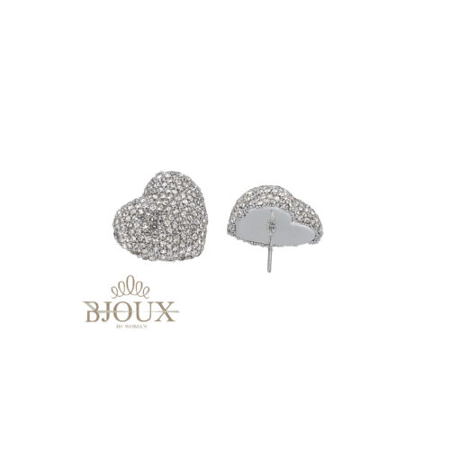 Orecchini cuore in strass bombato