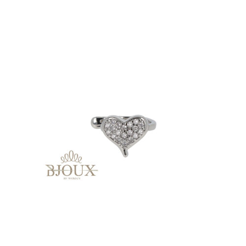 Orecchino earcuff cuore con strass in ottone