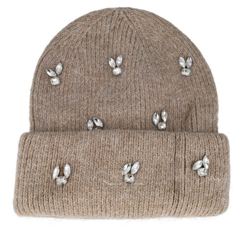 Cappello Donna Taupe con Strass e Castoni