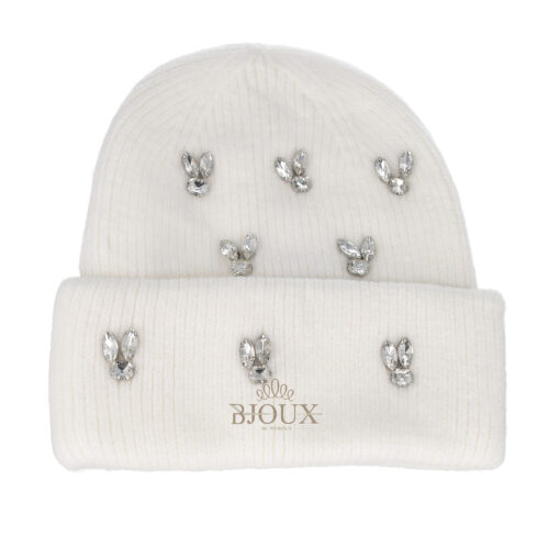 Cappello Donna Bianco con Strass e Castoni
