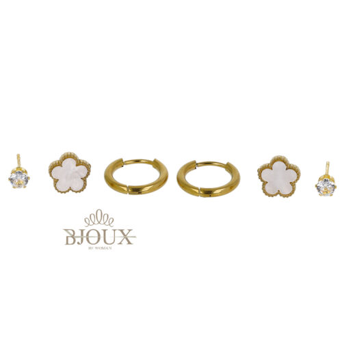 Orecchini set gold con fiorellini e punti luce