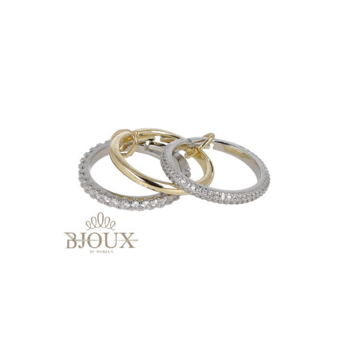 Anello fedine intrecciate con strass