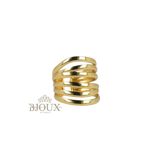 Anello donna a sei onde in acciaio e metallo