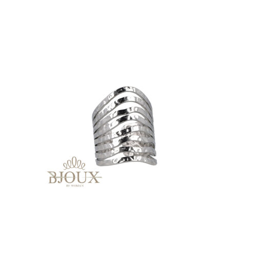 Anello donna a onde in acciaio e metallo