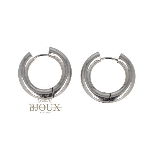 Orecchini cerchio bombato diam. 20mm color rodio