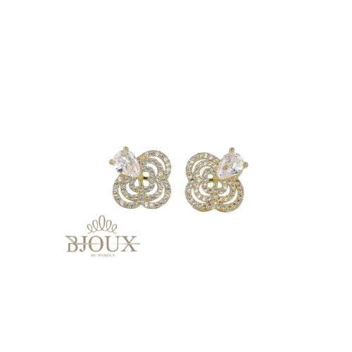 Orecchini Trifoglio Gold Con Goccia