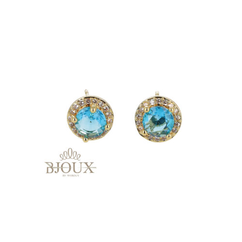 Orecchini Round Con Strass - Gold