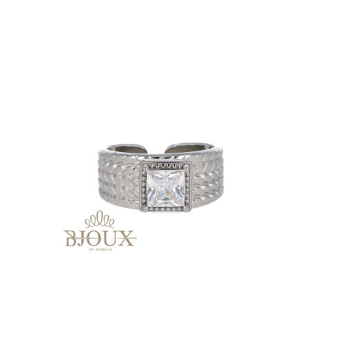 Anello Eternity in Acciaio - Zircone Centrale