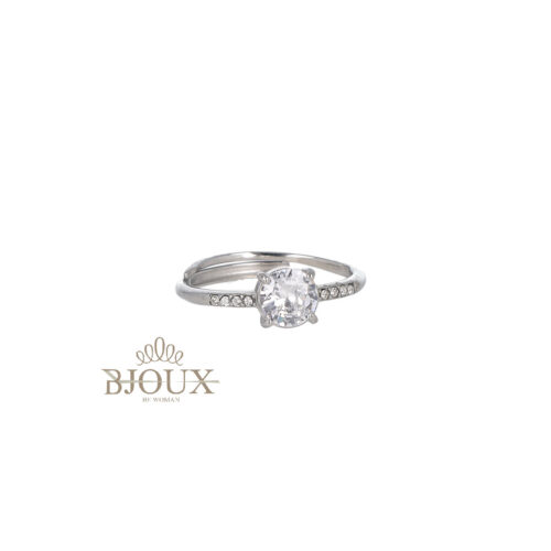 Anello Solitario Acciaio - Con Zircone Centrale