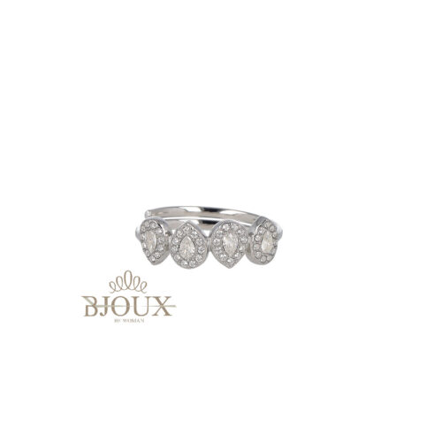 Anello Sparkling Droplets - Acciaio Con Strass