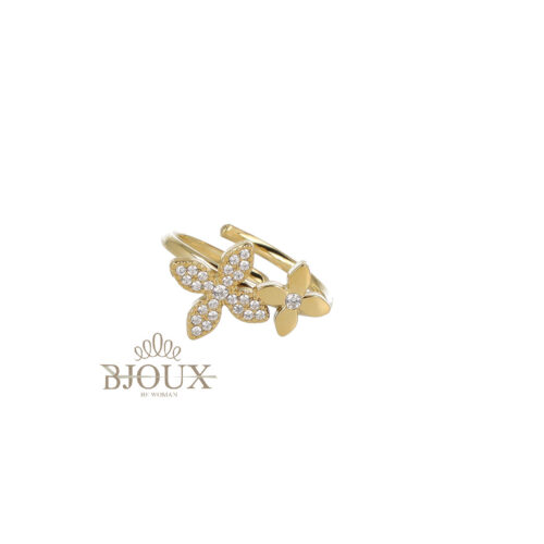 Anello Contrarie Con Fiori - In Acciaio