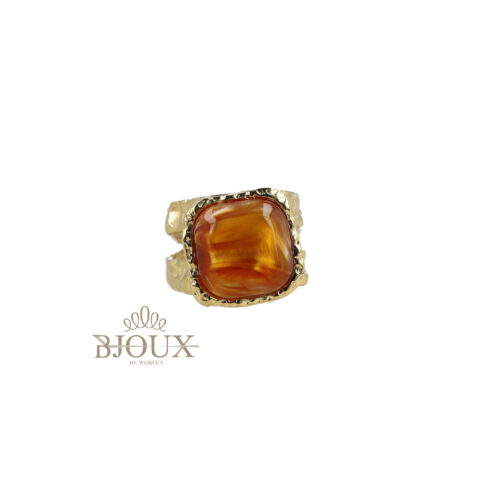 Anello Cabochon - Acciaio Dorato