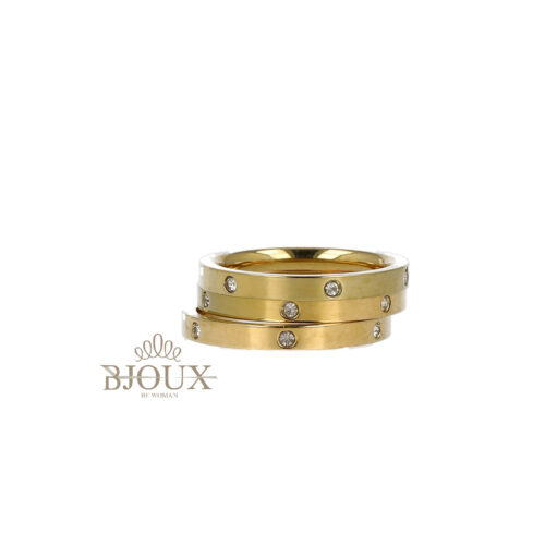 Anello Trinity Spark - Tre Fasce Acciaio Dorato