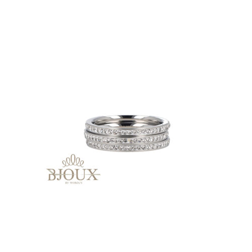 Anello Triny Glow- Tre Fasce Acciaio Rodiato