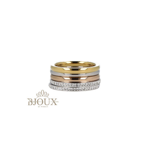 Anello Indefinitely- Cinque Fasce 3 Tone