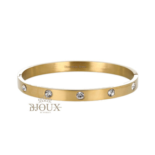 Bracciale Rigido Con Strass - Acciaio Lucido
