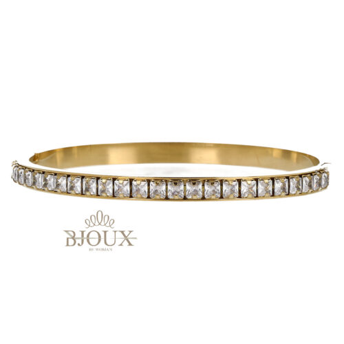 Bracciale Tennis Rigido - Acciaio Dorato e Rodiato