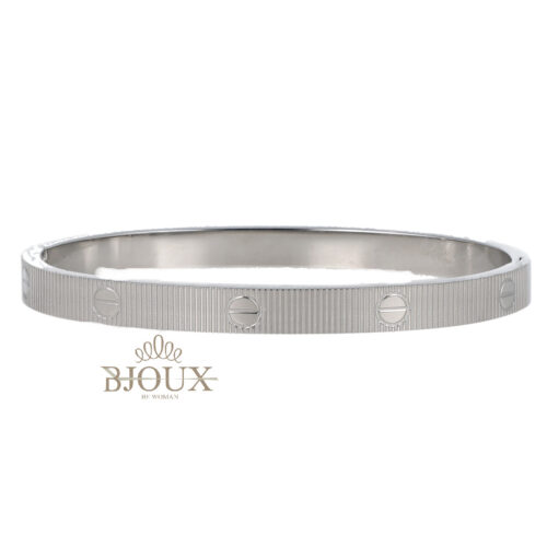 Bracciale Rigato Rigido - Acciaio Dorato e Rodiato