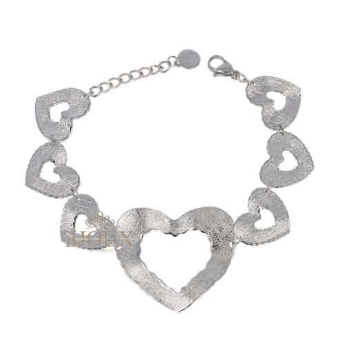 Bracciale Cuori Degrade - Acciaio Martellato