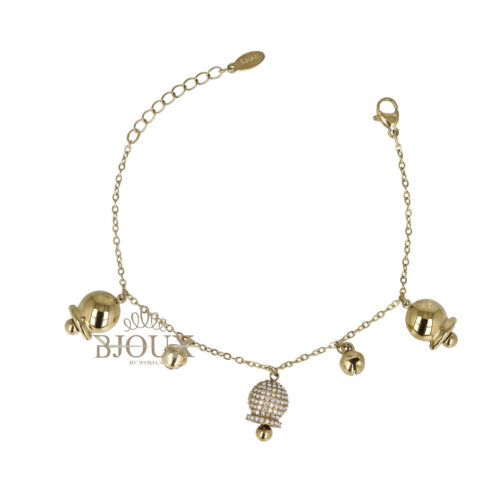 Bracciale Campanella Portafortuna - Acciaio Con Strass