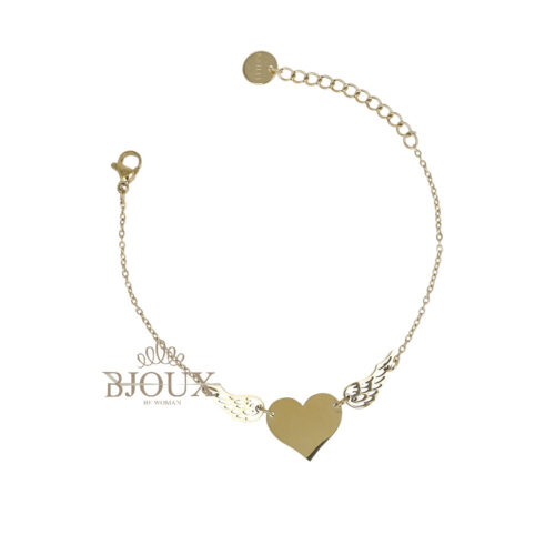 Bracciale Cuore e Ali d Angelo - In Acciaio