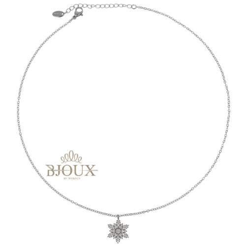 Collana Fiocco Di Neve - In Acciaio Con Strass