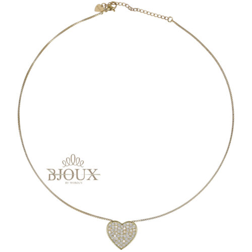 Collana Cuore Brillante Medio - Girocollo Acciaio