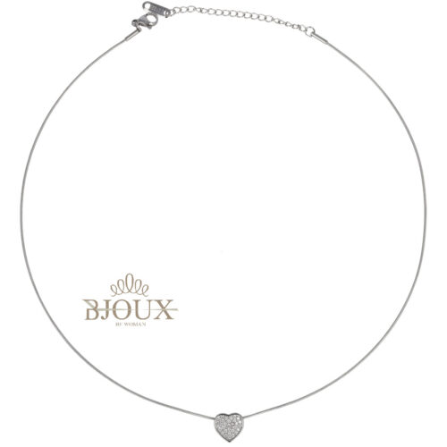 Collana Cuore Brillante Piccolo  - Girocollo Acciaio