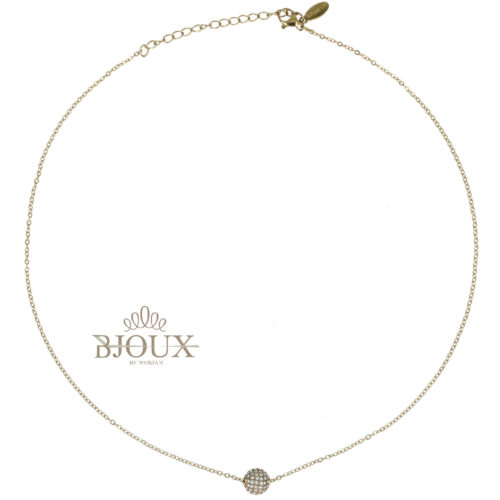 Collana Sfera Cristalli - Acciaio Gold e Rodio