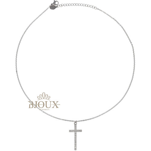 Collana Croce di Brillanti - Acciaio Gold e Rodio