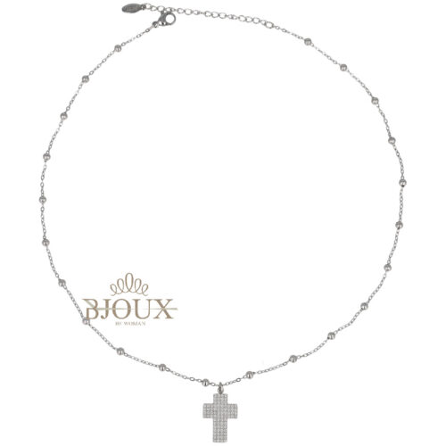 Collana Rosario con Croce Strass - In Acciaio