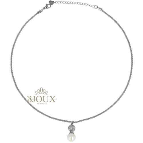 Collana Fiore e Perla - In Acciaio