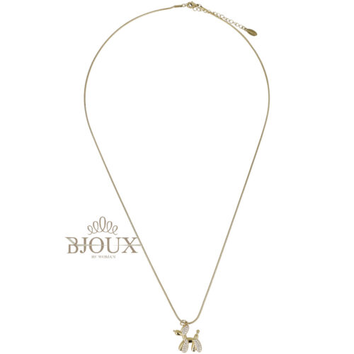 Collana Balloon Dog Strass - Acciaio Gold e Rodio