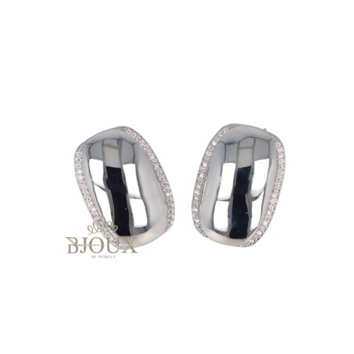 Orecchini Bottone Bombati Con Strass - Acciaio