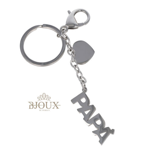 Portachiavi Papà Con Cuore - Acciaio Rodio