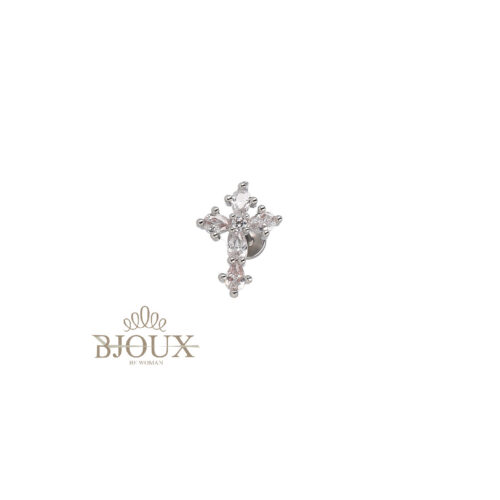 Piercing Acciaio Croce Zirconi - 1 cm