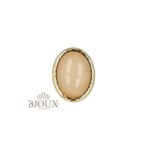 Anello Cabochon - Acciaio Dorato Pietra Ovale