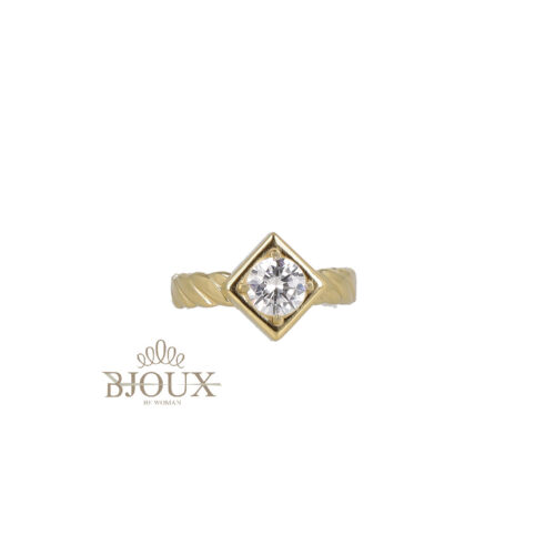 Anello fascia a torchon con rombo - Acciaio