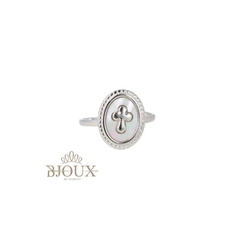 Anello in acciaio a sigillo con croce