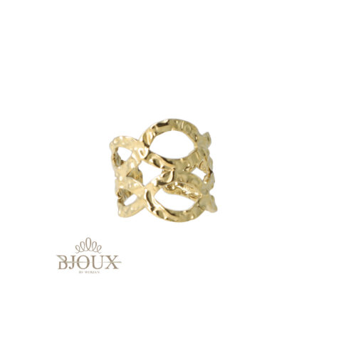 Anello Design Traforato Con Cerchi Intrecciati - Acciaio