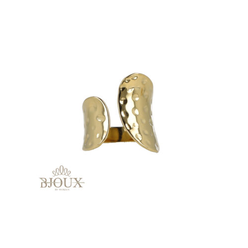 Anello Design Fascia Aperta Asimmetrica  - Acciaio