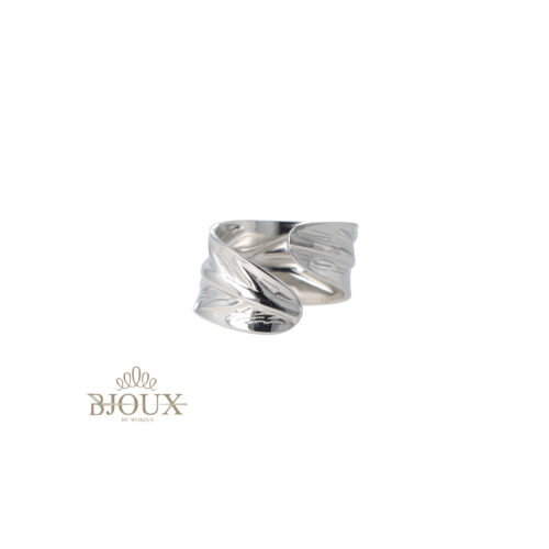 Anello Design Foglie Contrarie - Acciaio